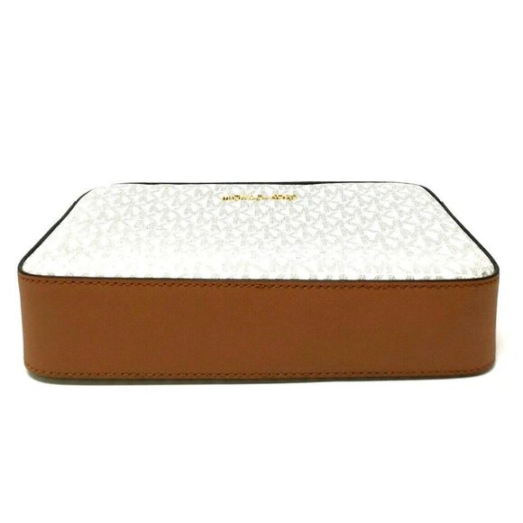 S Michael Kors Jet Set Logo EW Crossbody White 35F8GTTC3B Chain Acorn NWT $328 F - Picture 7 of 8